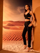 Cut - outs crop top with high waisted trouser